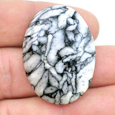 Natural 47.85cts pinolith white cabochon 36x26 mm oval loose gemstone s26538