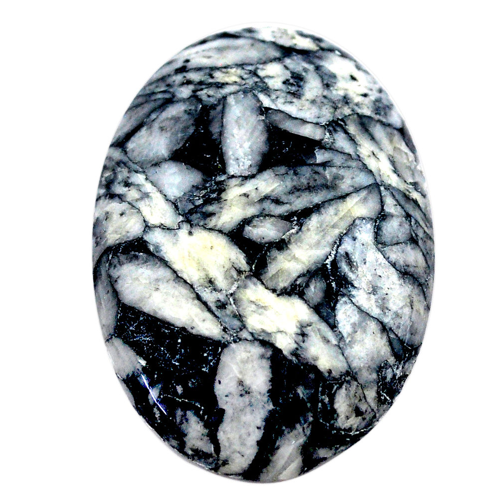 Natural 43.25cts pinolith white cabochon 37x26 mm oval loose gemstone s23590