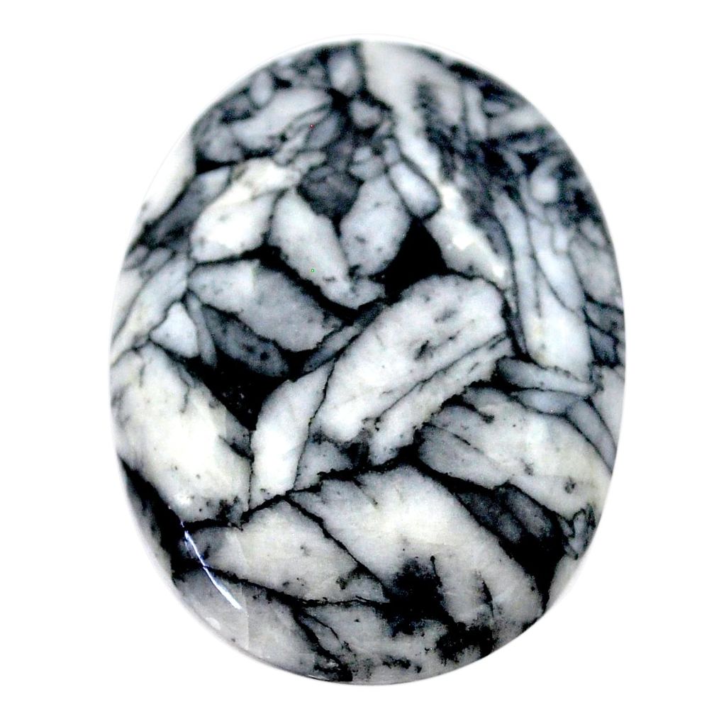 Natural 47.40cts pinolith white cabochon 37x27.5 mm oval loose gemstone s23581