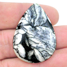 Natural 37.65cts pinolith white cabochon 39x27 mm pear loose gemstone s26530