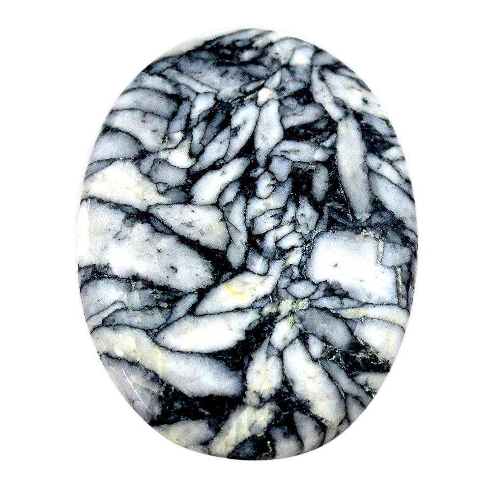 Natural 48.40cts pinolith white cabochon 42x30 mm oval loose gemstone s23585