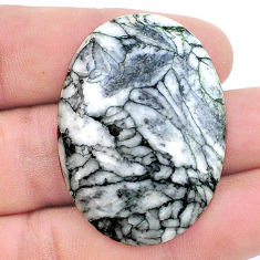 Natural 60.15cts pinolith white cabochon 42x30 mm oval loose gemstone s26529