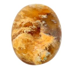 Natural 21.30cts plume agate yellow cabochon 24x18 mm oval loose gemstone s22854