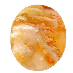 Natural 21.30cts plume agate yellow cabochon 25x19 mm oval loose gemstone s22857