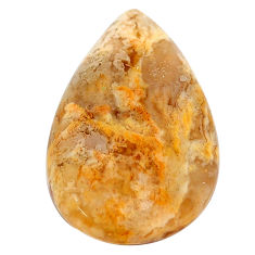 Natural 20.10cts plume agate yellow cabochon 27x18 mm pear loose gemstone s22846