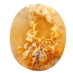 Natural 25.10cts plume agate yellow cabochon 27x21 mm oval loose gemstone s22852