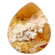 Natural 20.15cts plume agate yellow cabochon 28x21 mm pear loose gemstone s22845