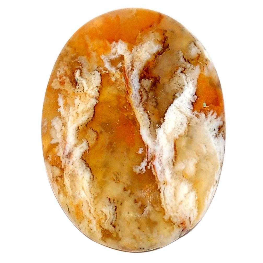 Natural 24.45cts plume agate yellow cabochon 29x20 mm oval loose gemstone s22847