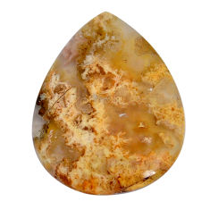 Natural 23.25cts plume agate yellow cabochon 35x26 mm pear loose gemstone s29628