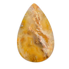 Natural 19.05cts plume agate yellow cabochon 39x21 mm pear loose gemstone s29893