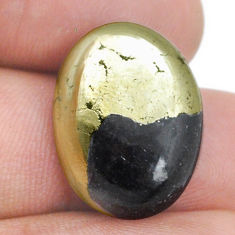 Natural 21.25cts pyrite in magnetite golden 21x16 mm oval loose gemstone s28837