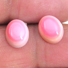 Natural 7.40cts queen conch shell pink 10x8 mm oval pair loose gemstone s20101