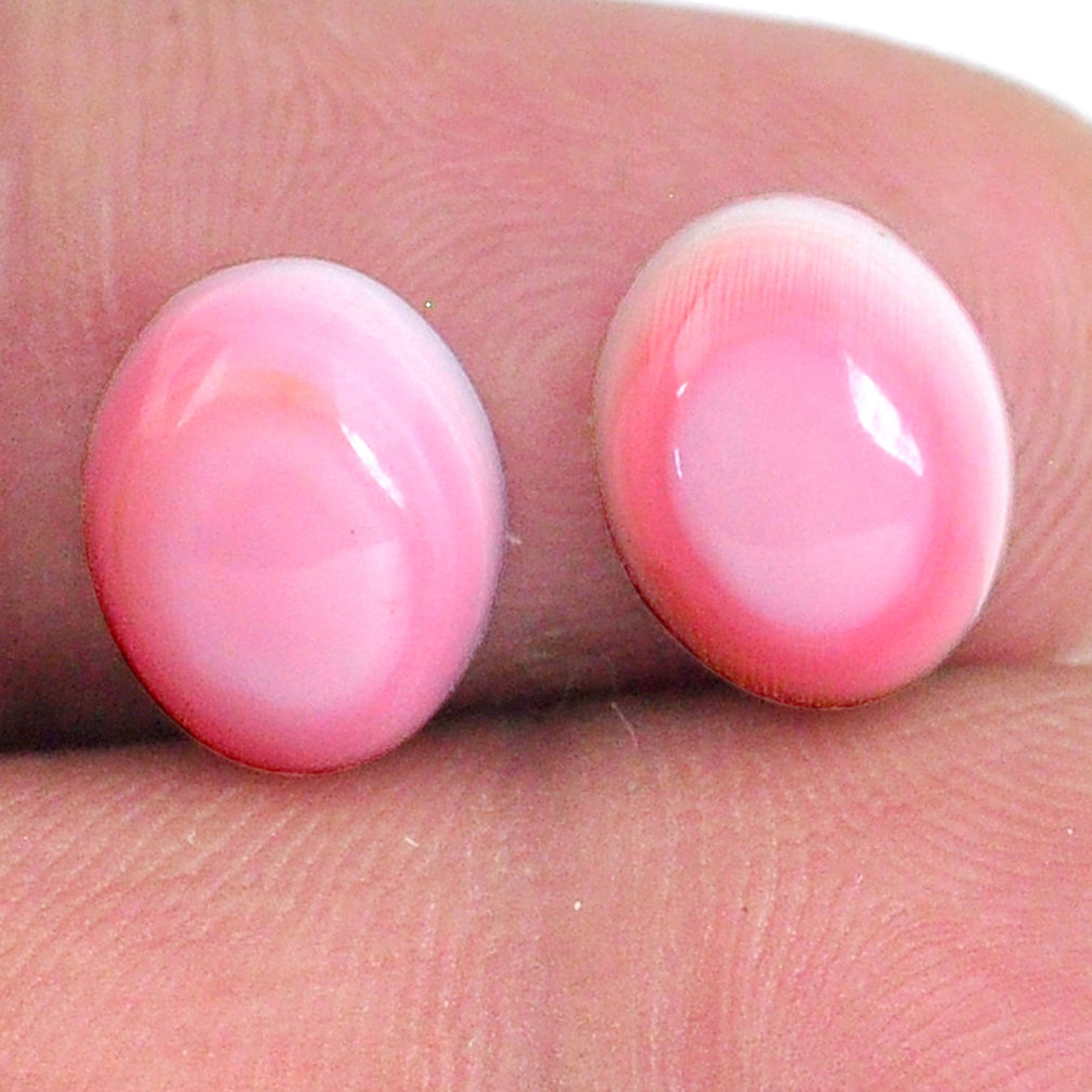 Natural 8.10cts queen conch shell pink 10x8 mm oval pair loose gemstone s20102
