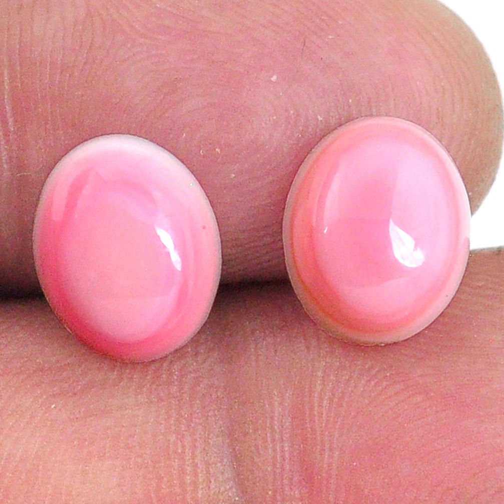 Natural 8.20cts queen conch shell pink 10x8 mm oval pair loose gemstone s20105