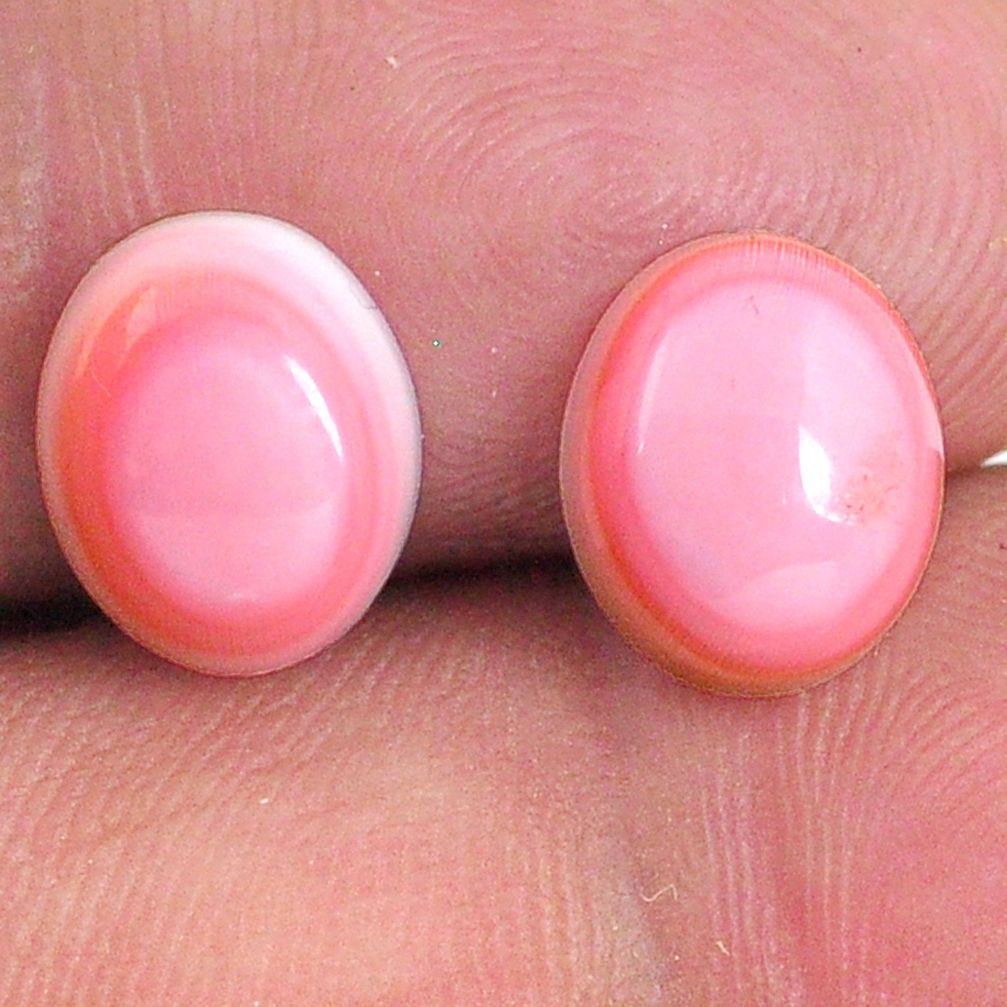 Natural 8.45cts queen conch shell pink 10x8 mm oval pair loose gemstone s20106