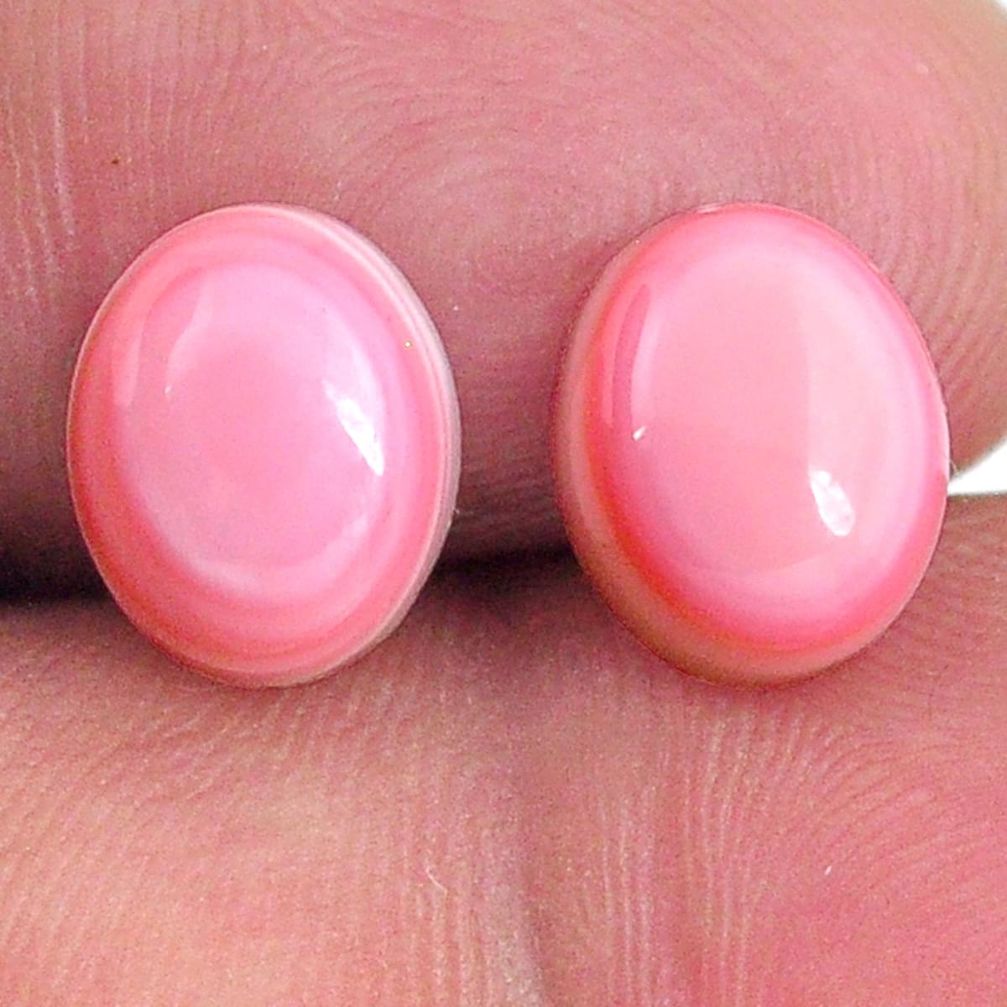 Natural 8.55cts queen conch shell pink 10x8 mm oval pair loose gemstone s20107