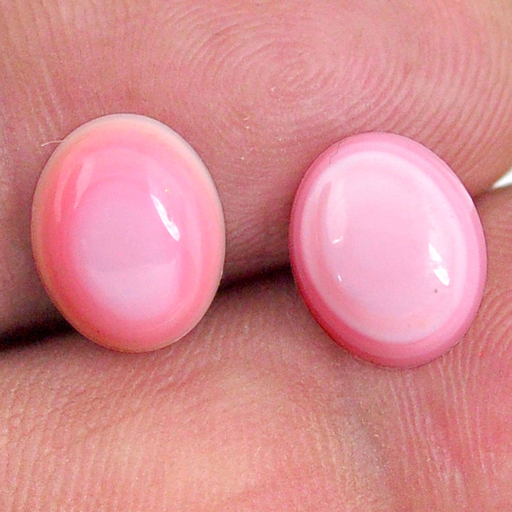 Natural 8.20cts queen conch shell pink 10x8 mm oval pair loose gemstone s20111