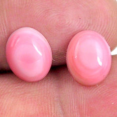 Natural 8.60cts queen conch shell pink 10x8 mm oval pair loose gemstone s20112