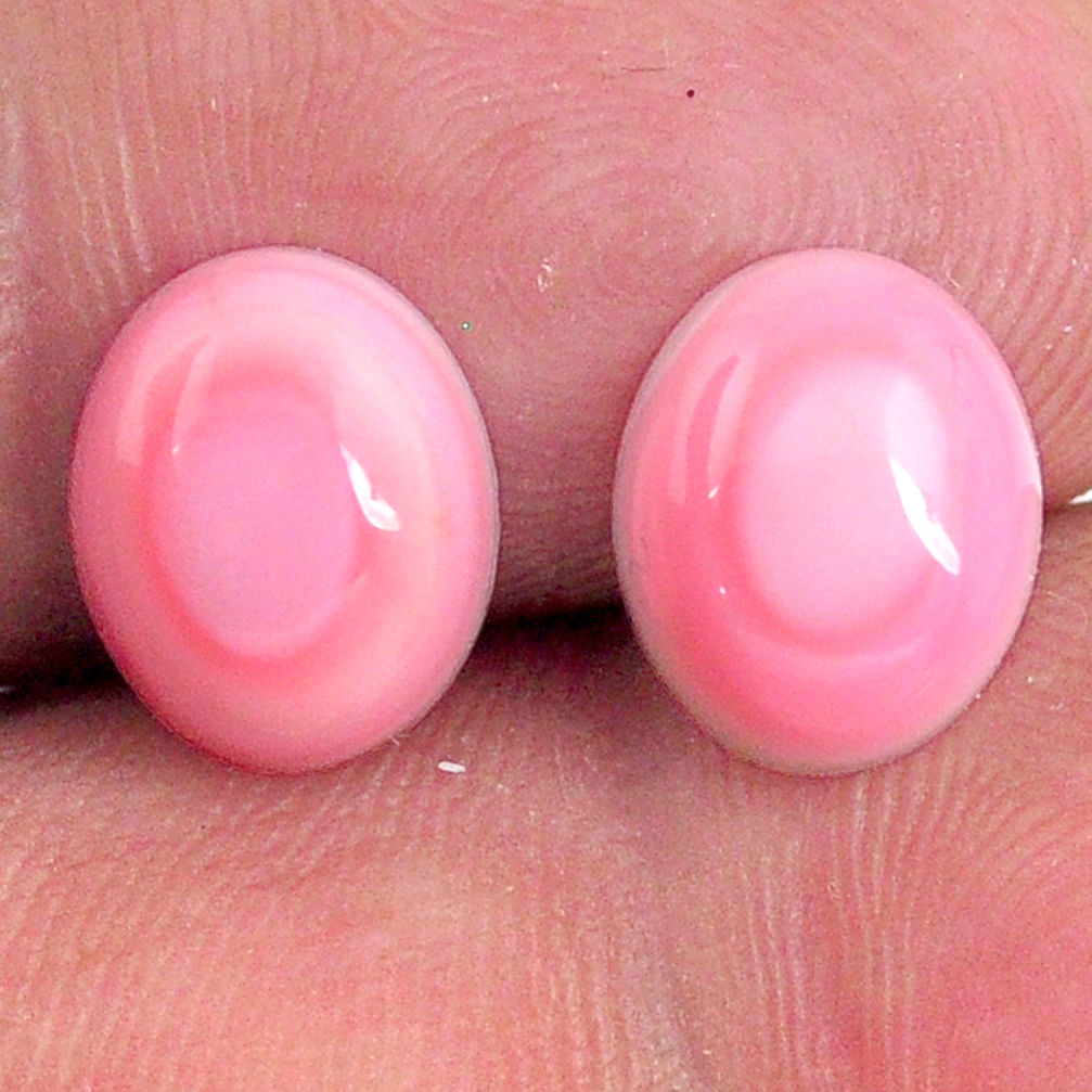 Natural 8.40cts queen conch shell pink 10x8 mm oval pair loose gemstone s20114