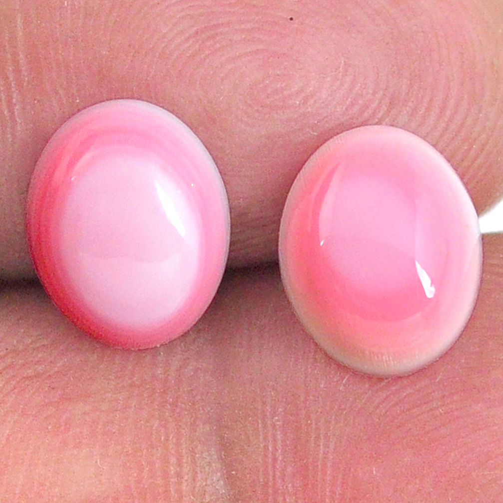 Natural 8.25cts queen conch shell pink 10x8 mm oval pair loose gemstone s20115