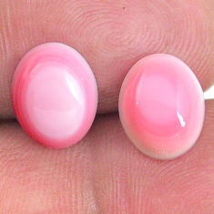 Natural 8.25cts queen conch shell pink 10x8 mm oval pair loose gemstone s20115