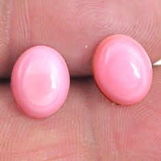 Natural 8.10cts queen conch shell pink 10x8 mm oval pair loose gemstone s20118