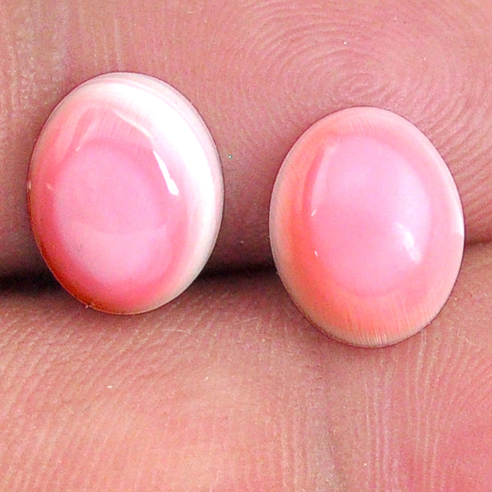 Natural 8.25cts queen conch shell pink 10x8 mm oval pair loose gemstone s20120