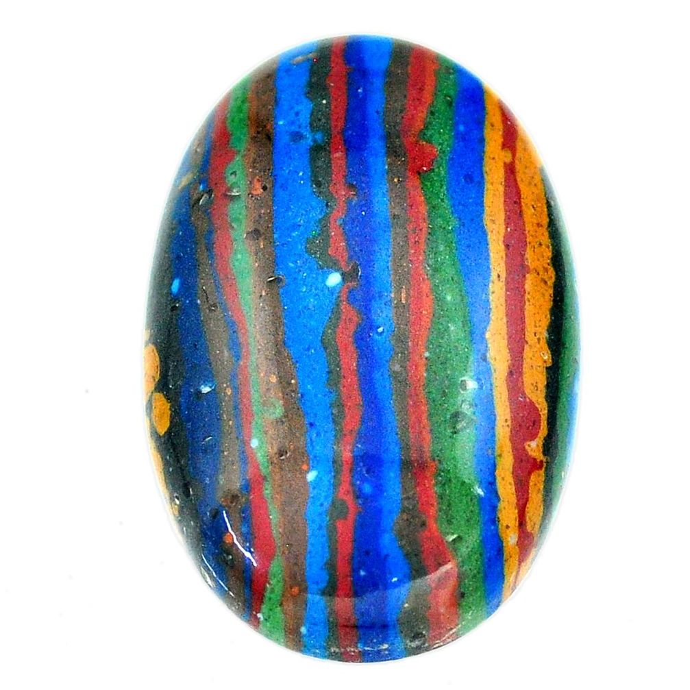 Natural 24.45cts rainbow calsilica cabochon 30x20 mm oval loose gemstone s23554