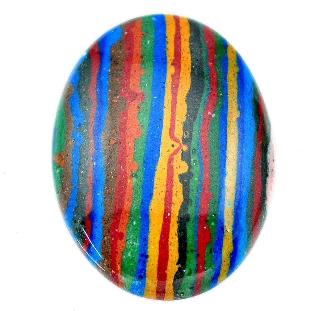Natural 24.15cts rainbow calsilica cabochon 31x22.5mm oval loose gemstone s23560