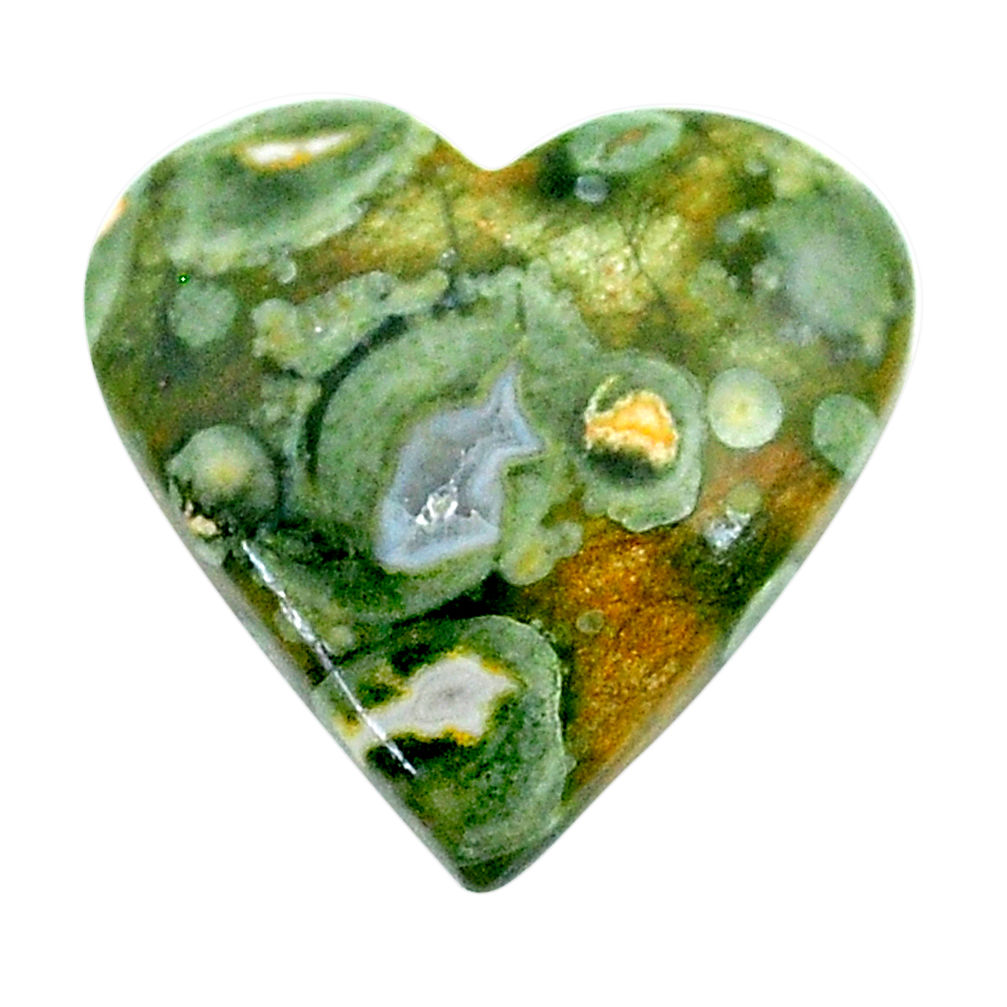 Natural 18.10cts rainforest rhyolite jasper 22x21 mm heart loose gemstone s24538