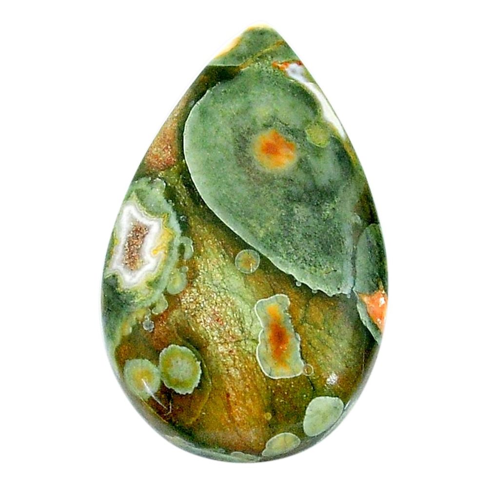 Natural 21.30cts rainforest rhyolite jasper 30x18 mm pear loose gemstone s24509