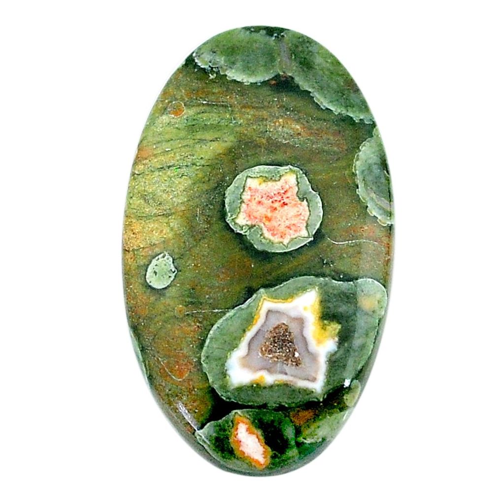 Natural 21.25cts rainforest rhyolite jasper 32x18 mm oval loose gemstone s24511