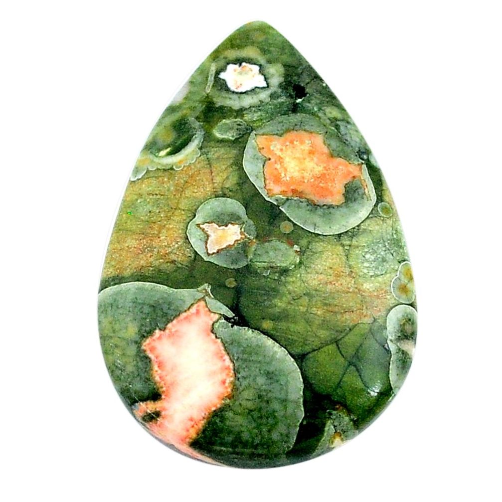 Natural 22.40cts rainforest rhyolite jasper 32x21 mm pear loose gemstone s24506