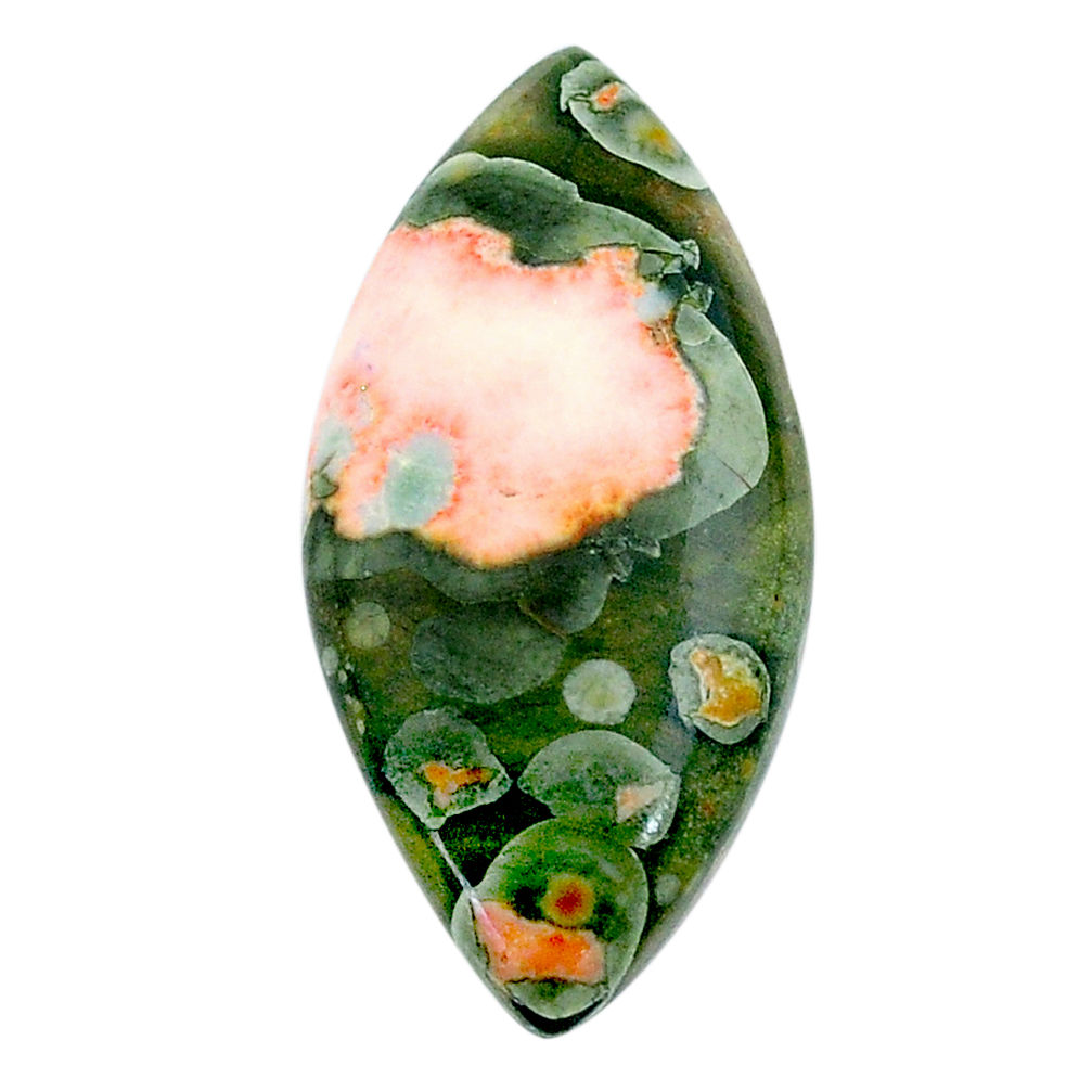 Natural 21.25cts rainforest rhyolite jasper 33.5x16 mm loose gemstone s24510