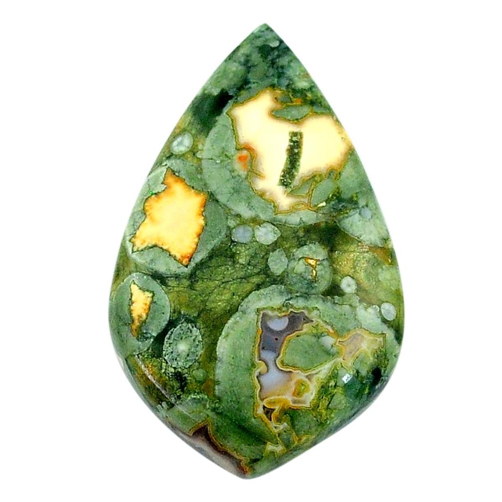 Natural 22.40cts rainforest rhyolite jasper 33.5x20mm pear loose gemstone s24525