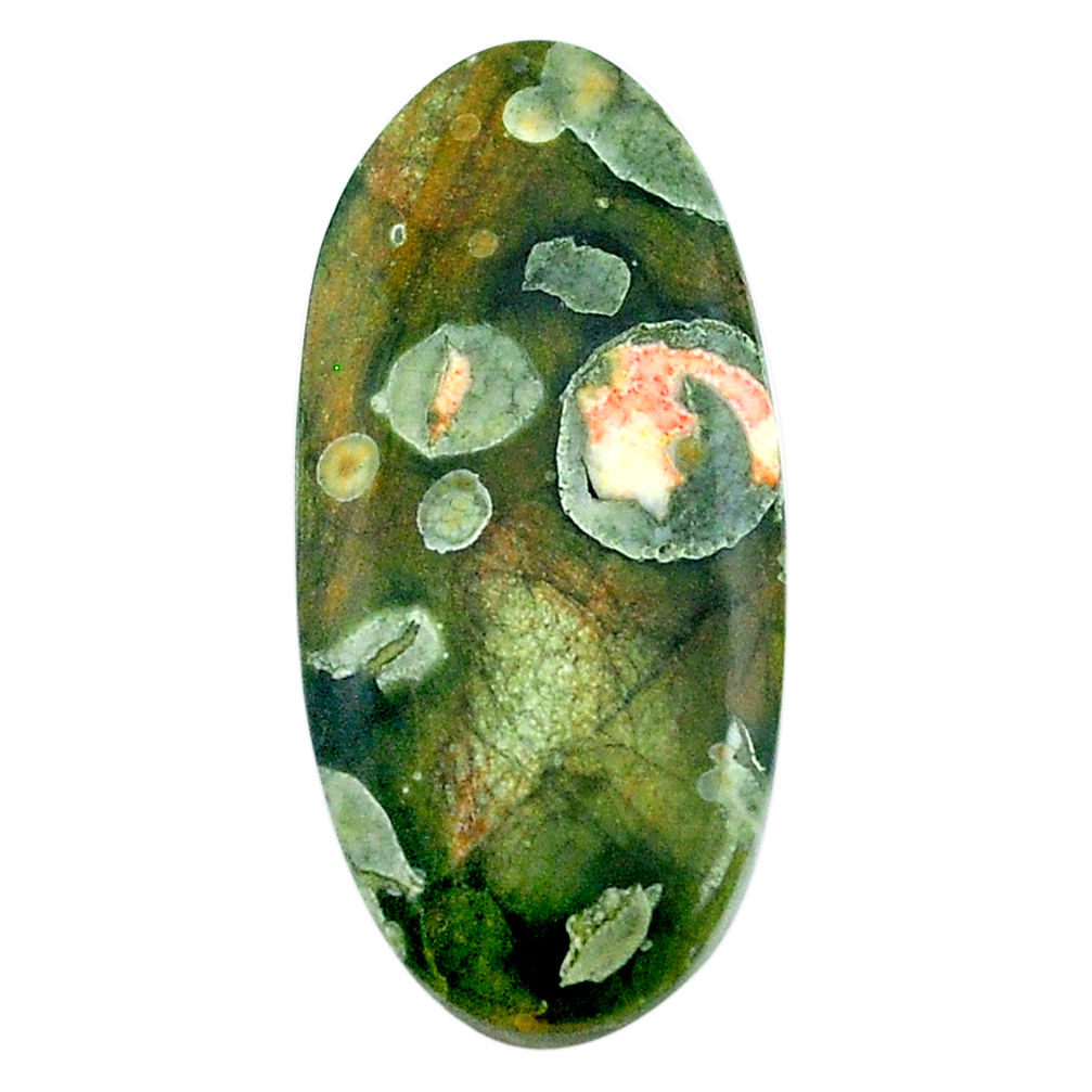 Natural 19.35cts rainforest rhyolite jasper 33x15 mm oval loose gemstone s24528
