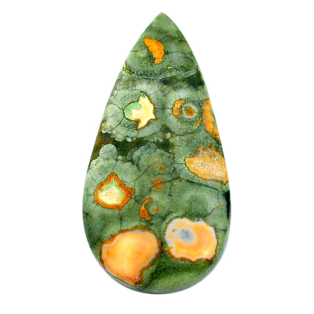 Natural 15.10cts rainforest rhyolite jasper 33x16 mm pear loose gemstone s24508