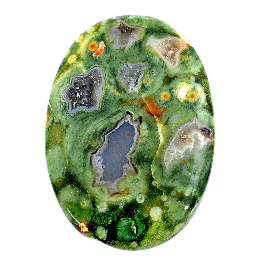 Natural 27.35cts rainforest rhyolite jasper 33x22 mm oval loose gemstone s24504