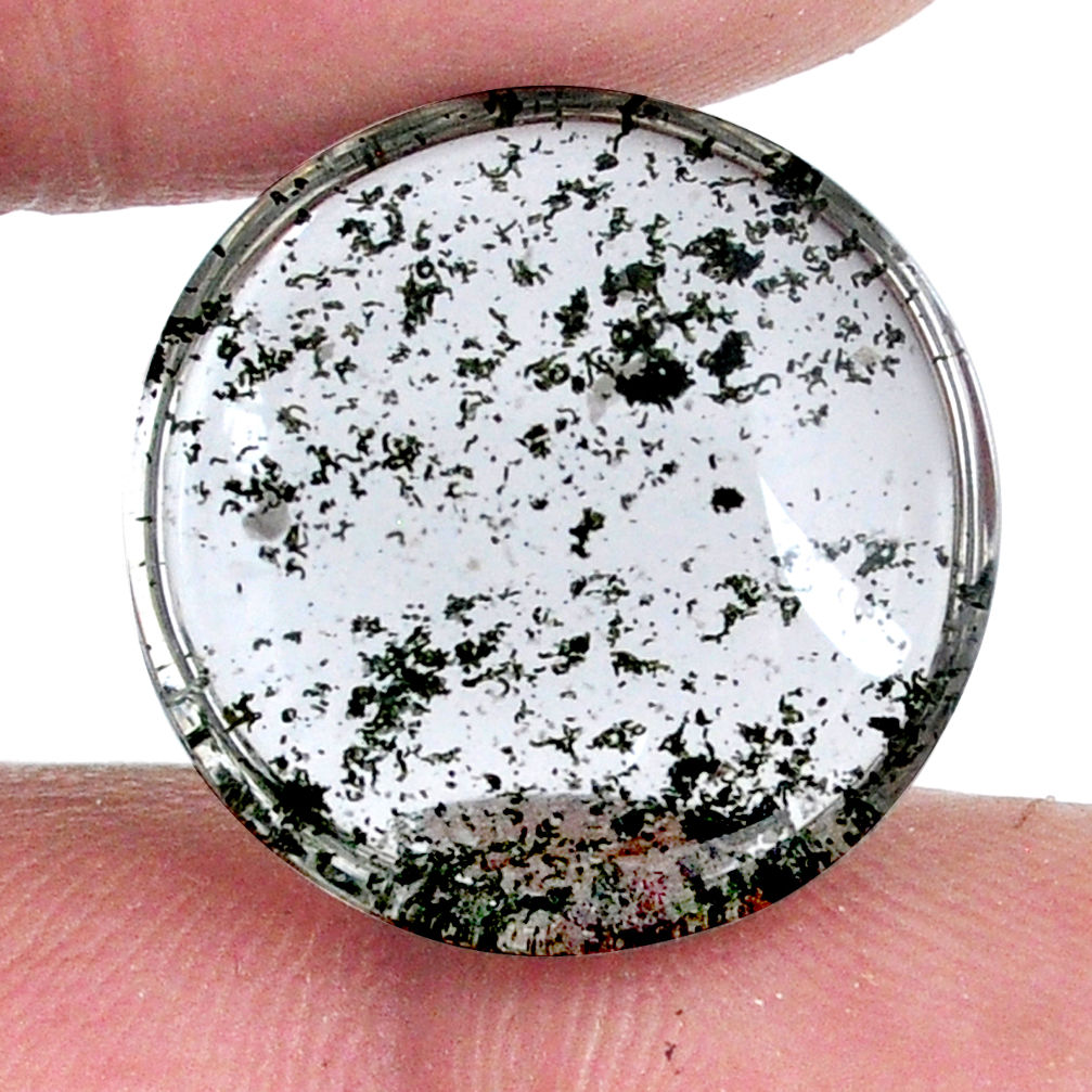 Natural 15.10cts scenic lodolite white cabochon 18x18 mm loose gemstone s20088