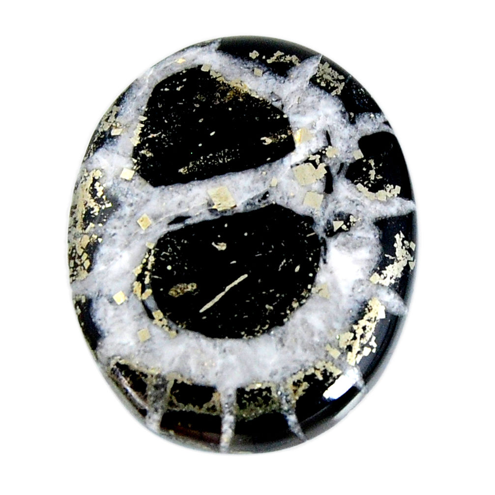 Natural 37.40cts septarian gonads black cabochon 32x25 mm loose gemstone s19429