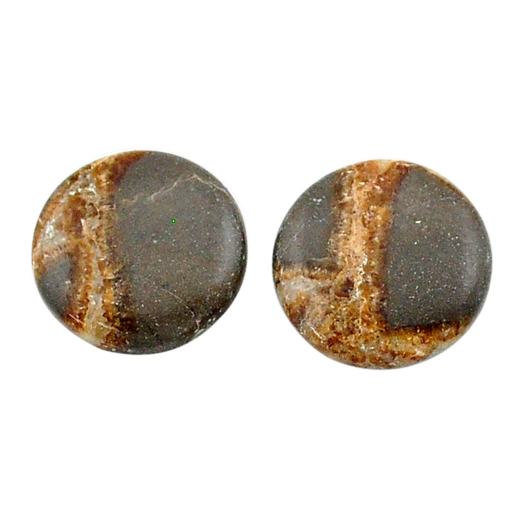 Natural 14.35cts septarian gonads brown 15.5x15.5 mm pair loose gemstone s25122