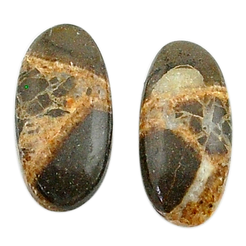 Natural 9.45cts septarian gonads brown 18x9 mm pair loose gemstone s25128