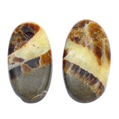 Natural 12.40cts septarian gonads brown 20x10 mm pair loose gemstone s29536