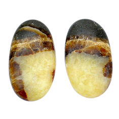 Natural 11.15cts septarian gonads brown 20x11 mm pair loose gemstone s29535