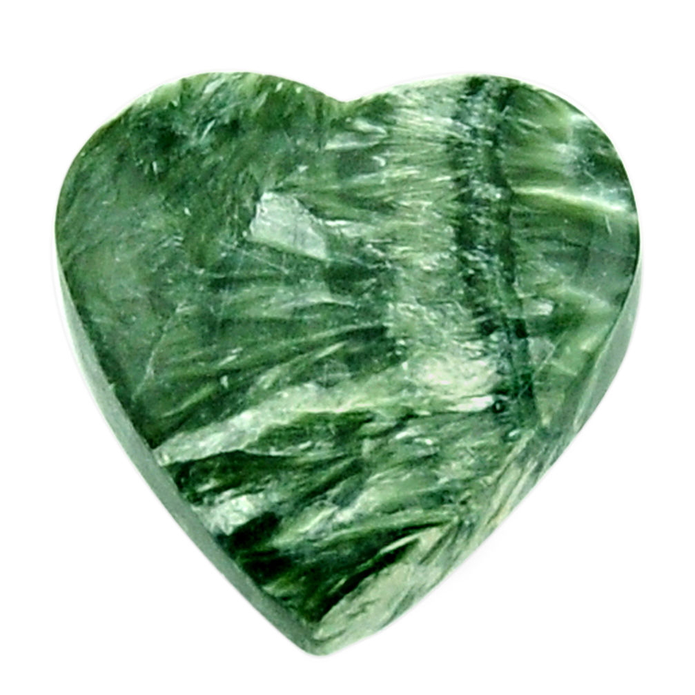 Natural 7.35cts seraphinite (russian) green 15x14 mm heart loose gemstone s18497
