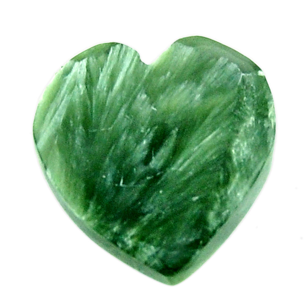 Natural 10.15cts seraphinite (russian) green 17x16mm heart loose gemstone s18499