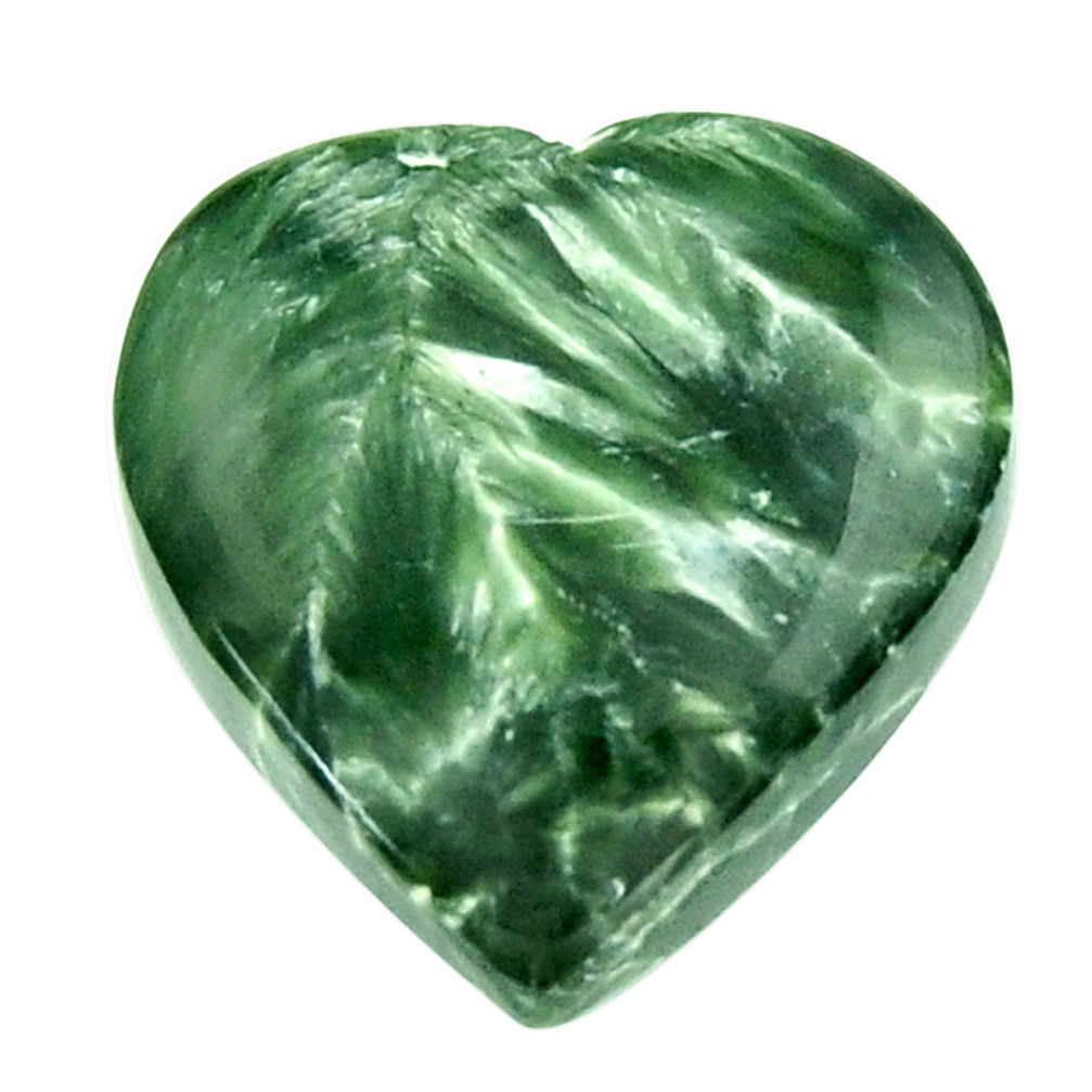 Natural 12.40cts seraphinite (russian) green 17x17mm heart loose gemstone s18490