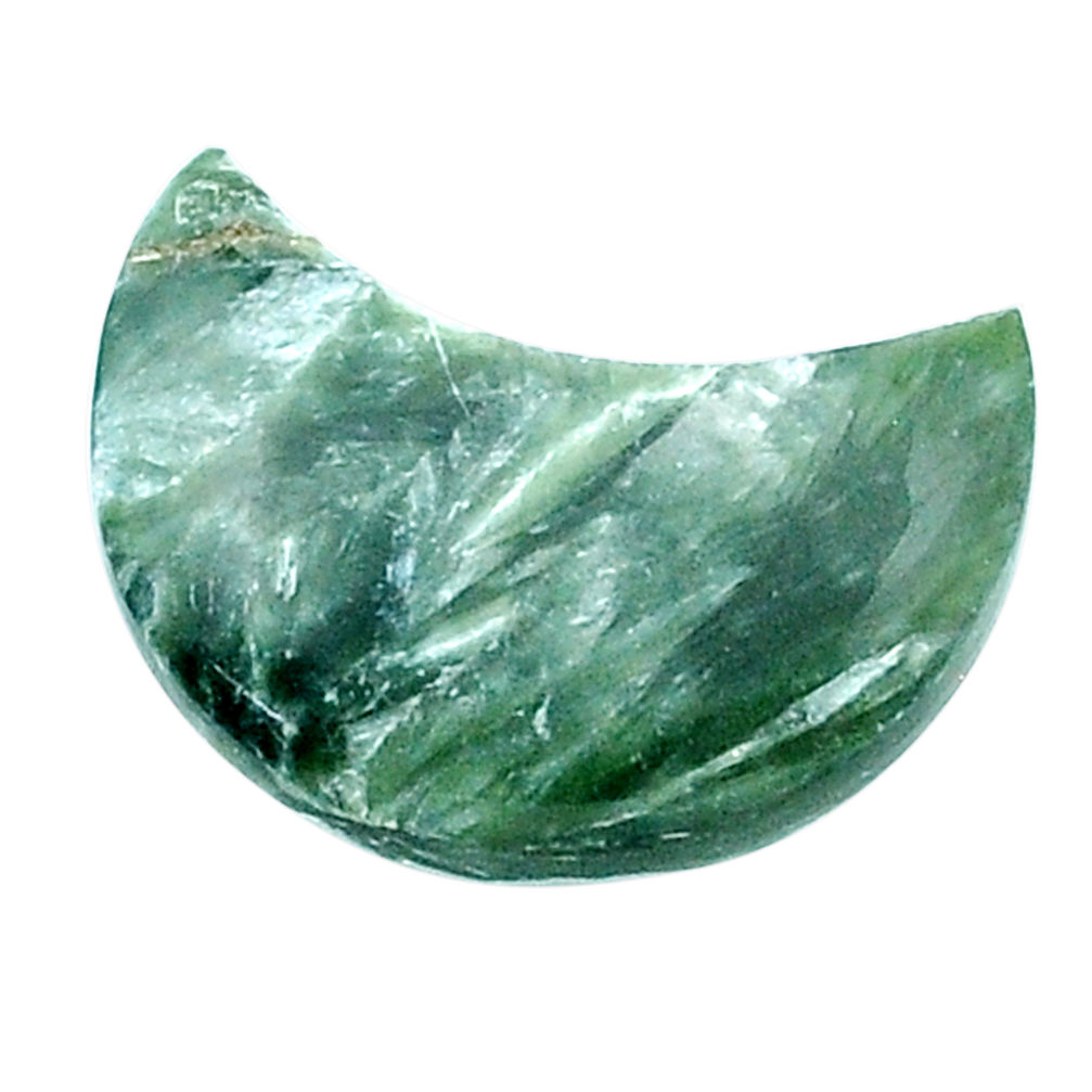 Natural 10.10cts seraphinite (russian) green 19x10 mm moon loose gemstone s27060