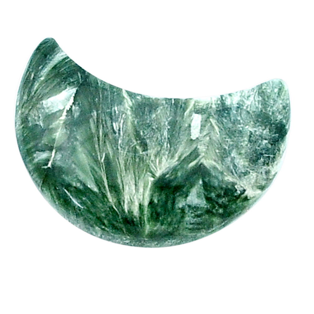 Natural 10.20cts seraphinite (russian) green 20x10 mm moon loose gemstone s27059