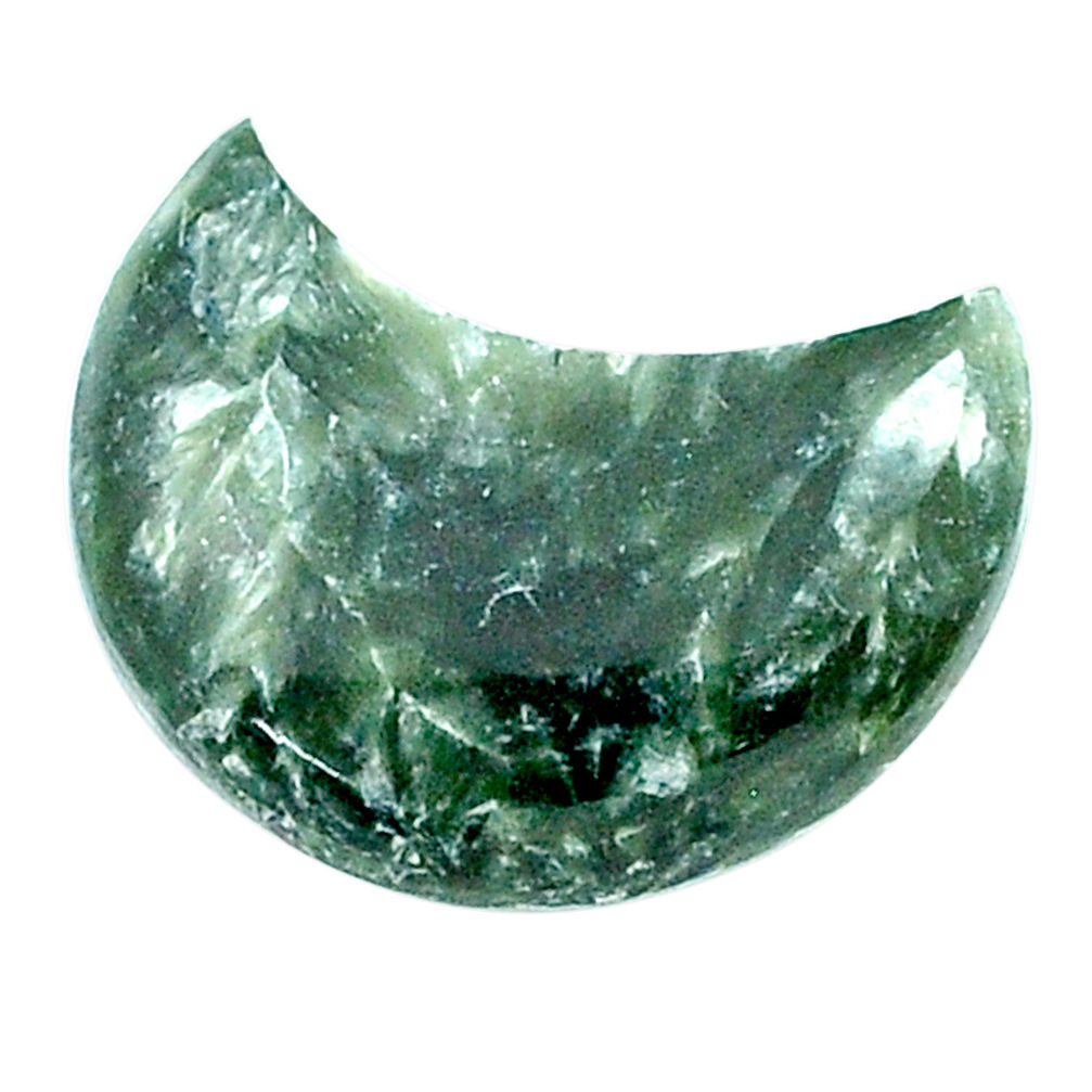 Natural 10.25cts seraphinite (russian) green 20x11 mm moon loose gemstone s27057